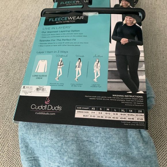 Cuddl Duds Tops Cuddl Duds Fleecewear Stretch Shirt Crew Neck Long